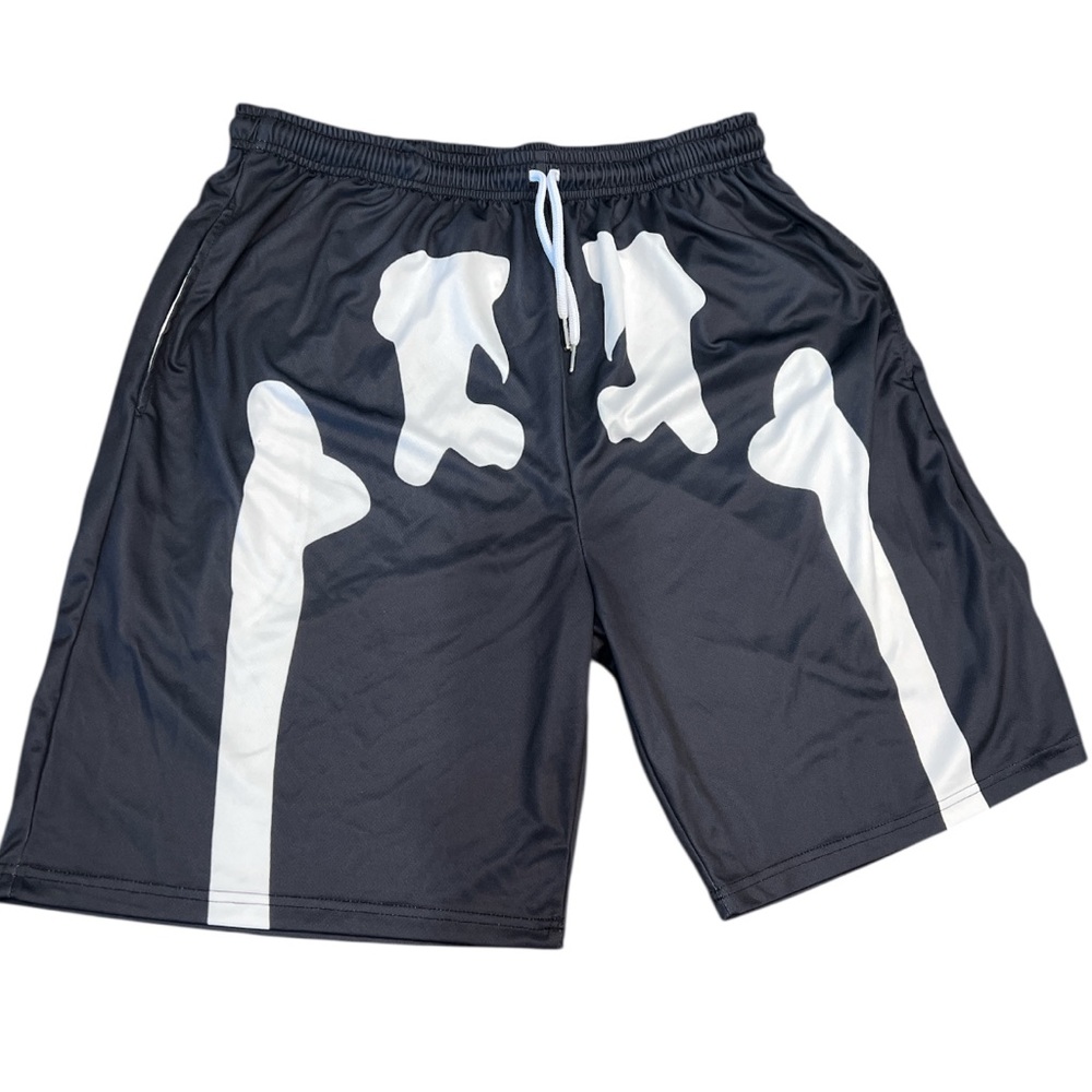 NWOT Men’s Black and White Athletic Shorts with Bones and Elastic Waistband 3X